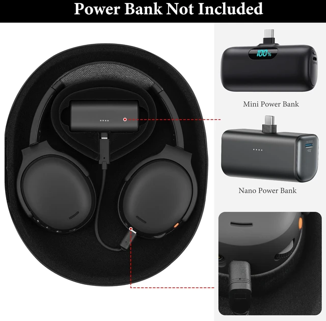 Alt view image 2 of 5 - Geekria Elite Charging Headphones Case Compatible with Skullcandy Crusher ANC 2, Hesh ANC/Evo/360, Replacement Hard Shell Travel Carrying Bag (Black) Without Power Bank