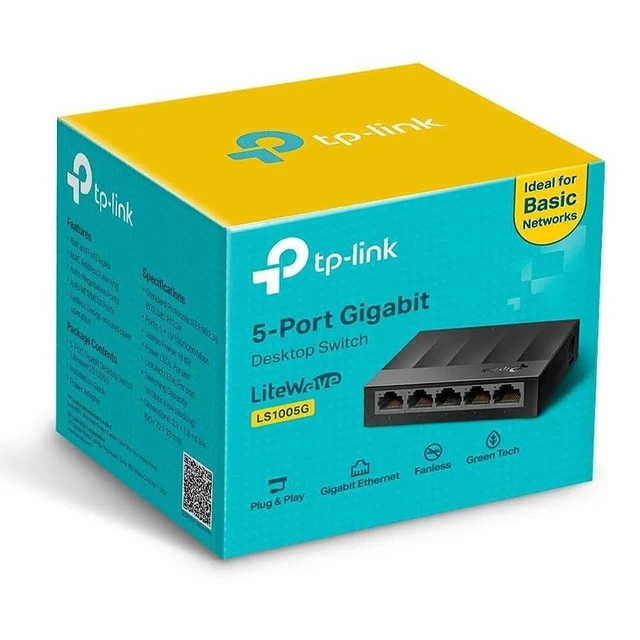 Alt view image 3 of 5 - TP-Link 5-Port Switching Hub Plug & Play Fanless Quiet Plastic Housing LS1005G