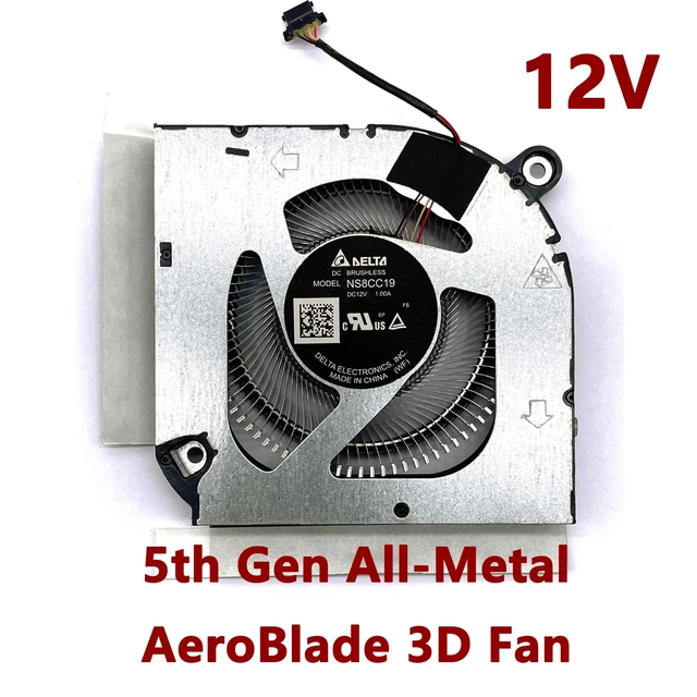 Alt view image 2 of 5 - BestParts 5th Gen All-Metal AeroBlade 3D CPU Cooling Fan Replacement for Acer Nitro 5 AN515-46, AN515-47, AN515-58, PN: NS8CC19, F12 Side Fan (The AeroBlade Fan can Replace the Plastic Blade Fan)
