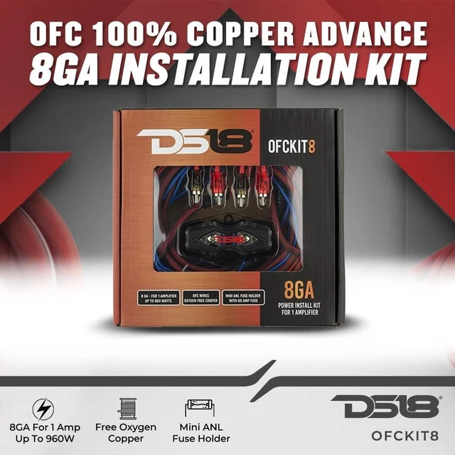 Alt view image 2 of 5 - DS18 OFCKIT8 Ultra Flex Advance 8 Gauge Complete Amplifier Installation Wiring Kit 8GA with Fuse Holder and 80 Amp Fuse - Up to 960 Watts, OFC 100% Cooper