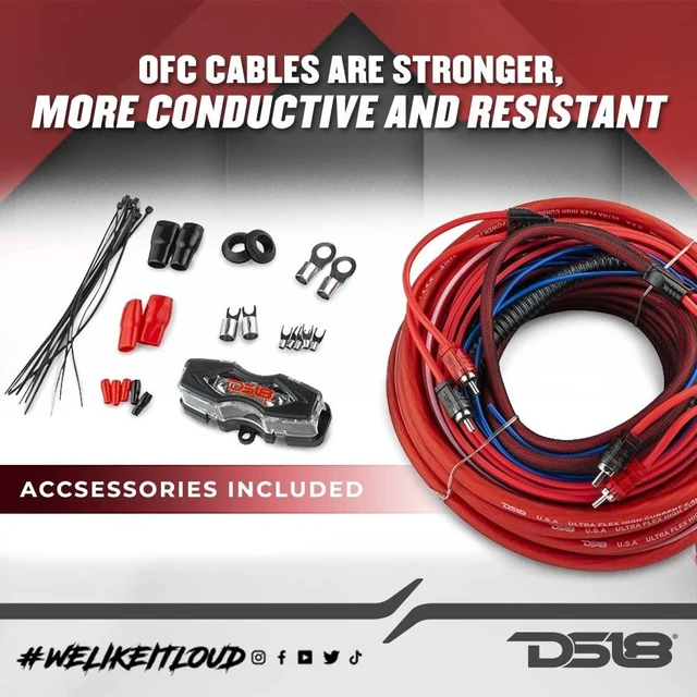 Alt view image 3 of 5 - DS18 OFCKIT8 Ultra Flex Advance 8 Gauge Complete Amplifier Installation Wiring Kit 8GA with Fuse Holder and 80 Amp Fuse - Up to 960 Watts, OFC 100% Cooper
