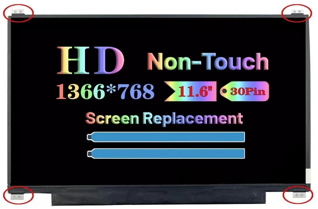 Main image of 11.6" Non-Touch Screen Replacement for ASUS Chromebook CR1100 CR1100CKA CR1100CKA-YZ182 CR1100CKA-YZ142 CR1100CKA-YZ184 LCD LED Laptop Computer Display Panel (HD 1366 * 768 30Pin Top and Bottom Tab