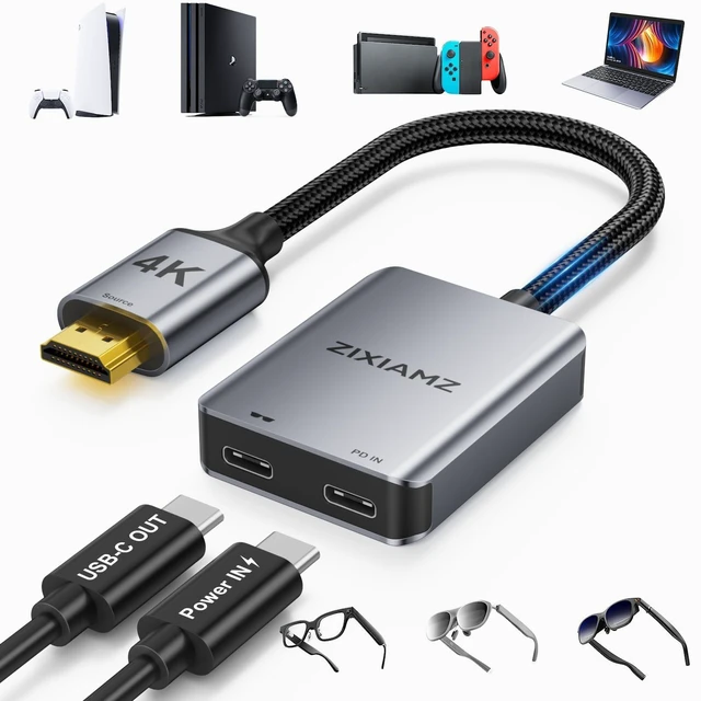 Main image of ZIXIAMZ HDMI to USB C Adapter, 4K@60Hz for AR Glasses & Monitor