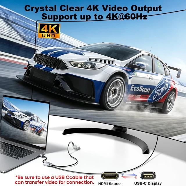 Alt view image 2 of 5 - ZIXIAMZ HDMI to USB C Adapter, 4K@60Hz for AR Glasses & Monitor