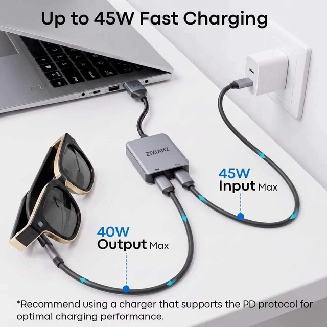 Alt view image 4 of 5 - ZIXIAMZ HDMI to USB C Adapter, 4K@60Hz for AR Glasses & Monitor