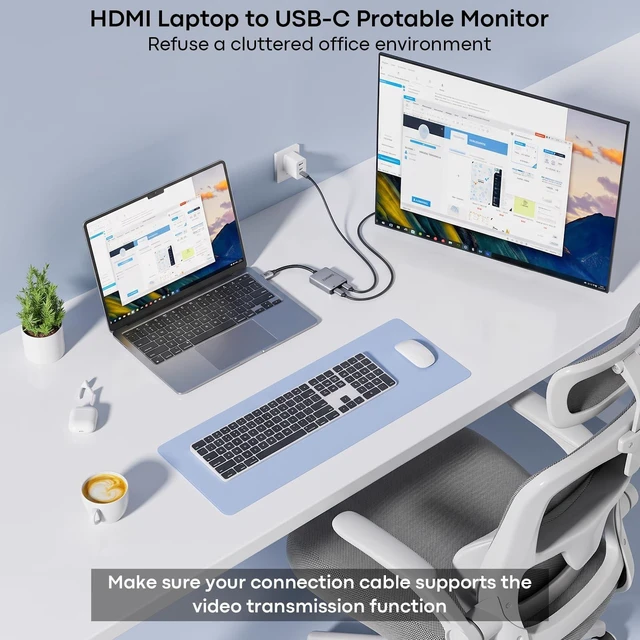 Alt view image 5 of 5 - ZIXIAMZ HDMI to USB C Adapter, 4K@60Hz for AR Glasses & Monitor