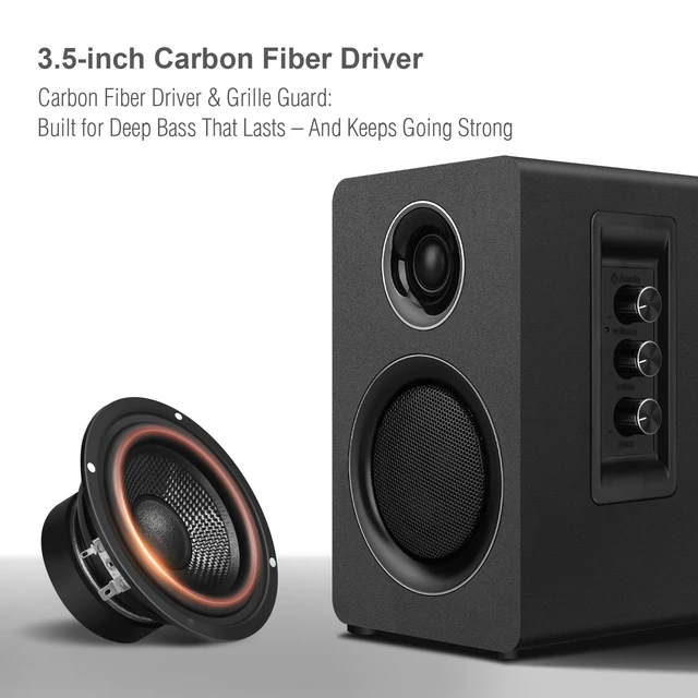 Alt view image 2 of 5 - Computer Speakers, Bluetooth 5.3, USB-C, AUX/RCA, 3.5-Inch Woofer, Black