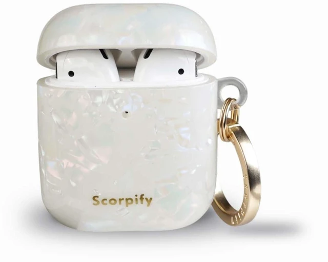 Alt view image 2 of 5 - SCORPIFY for AirPods Case 1 & 2 (1st & 2nd Generation, 2016/2019) with Keychain, Compatible with Apple AirPod 1 & 2, Cute Protective Hard Shell Cover, Earbuds Case for Women - Colorful Pearl