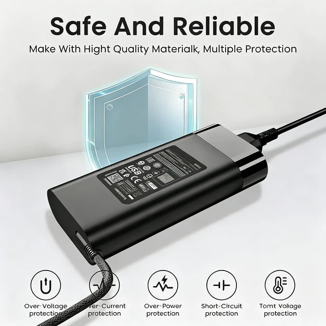 Alt view image 5 of 5 - FSJTD 100W USBC Charger Compatible with HP EliteBook 8 800 6 X Flip