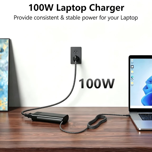 Alt view image 2 of 5 - FSJTD 100W USBC Charger Compatible with HP EliteBook 8 800 6 X Flip