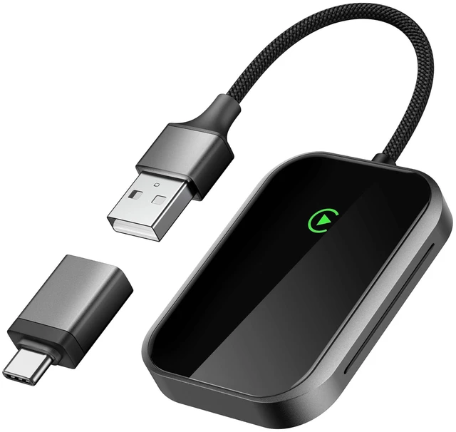 Main image of Zoltriq Wireless CarPlay Adapter for iPhone, Wireless Adapter USB-C, Bluetooth Connection, Auto-Switch Between Multiple iPhones, Fast & Stable, iOS 10+ (Space Black)