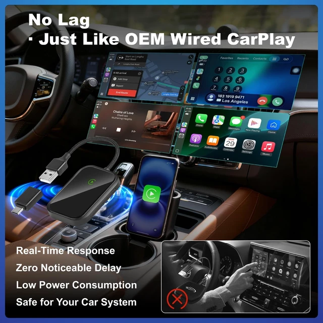 Alt view image 5 of 5 - Zoltriq Wireless CarPlay Adapter for iPhone, Wireless Adapter USB-C, Bluetooth Connection, Auto-Switch Between Multiple iPhones, Fast & Stable, iOS 10+ (Space Black)