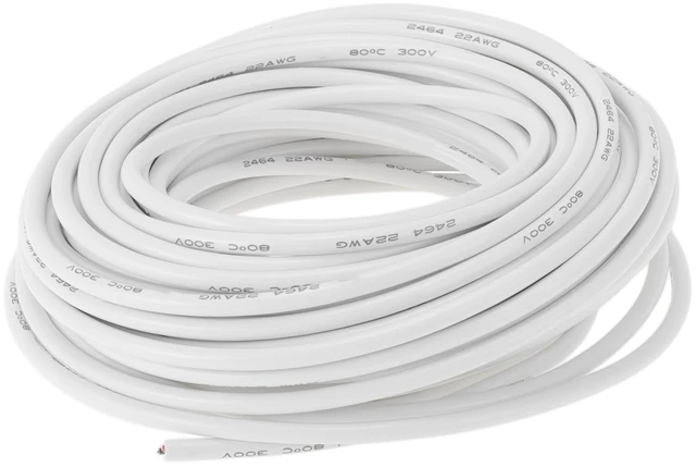Main image of HEROFFIX Electrical Ground Wire Automotive Power Wire 49FT White TC 1 Pcs 22Gauge 2 Conductor Fully Insulated& Soft Touch Jacket Universal