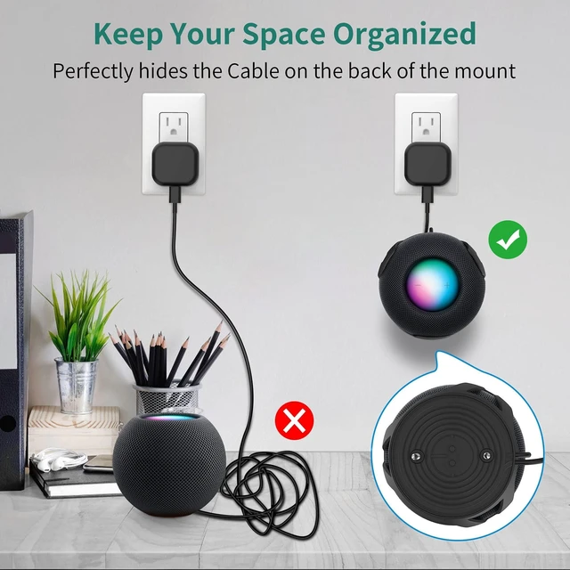 Alt view image 4 of 5 - HomeMount Wall Mount for HomePod mini, Speaker Holder, Black, 2 Pack