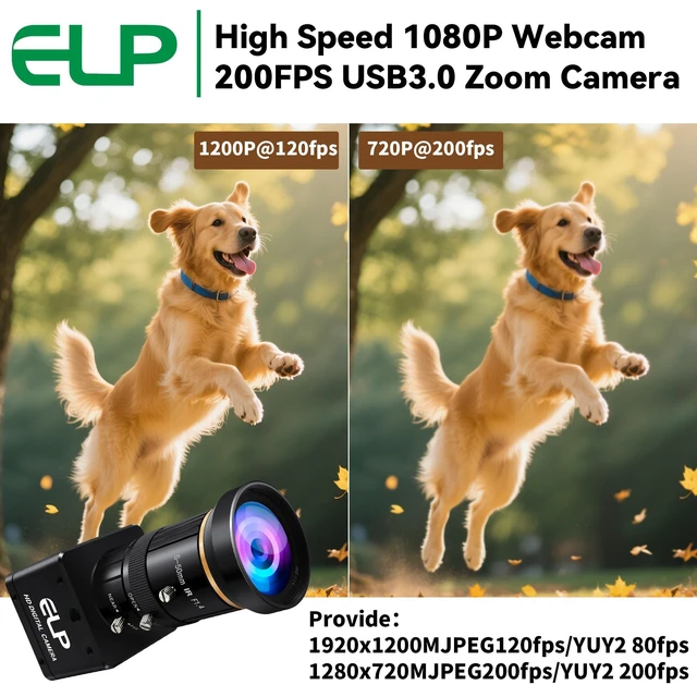 Alt view image 4 of 5 - Global Shutter USB3.0 Camera Manual Zoom Webcam, High Speed 200FPS/60FPS