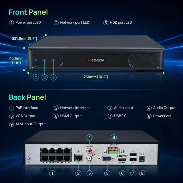 Alt view image 3 of 5 - VIKYLIN 4K 16-Channel 8 PoE Port SmartFind AI Search Network Video Recorder NVR,AI Text & Visual Search,Plug & Play,VU-N168L,NDAA Compliant