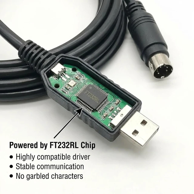 Alt view image 2 of 5 - Pidwaok FT232RL USB to Mini DIN 5-Pin Programming Cable, 1.8M for Pana-Sonic FP0 FP2 Series PLC & Touch Screen Communication
