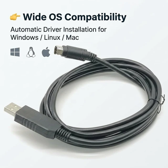 Alt view image 3 of 5 - Pidwaok FT232RL USB to Mini DIN 5-Pin Programming Cable, 1.8M for Pana-Sonic FP0 FP2 Series PLC & Touch Screen Communication