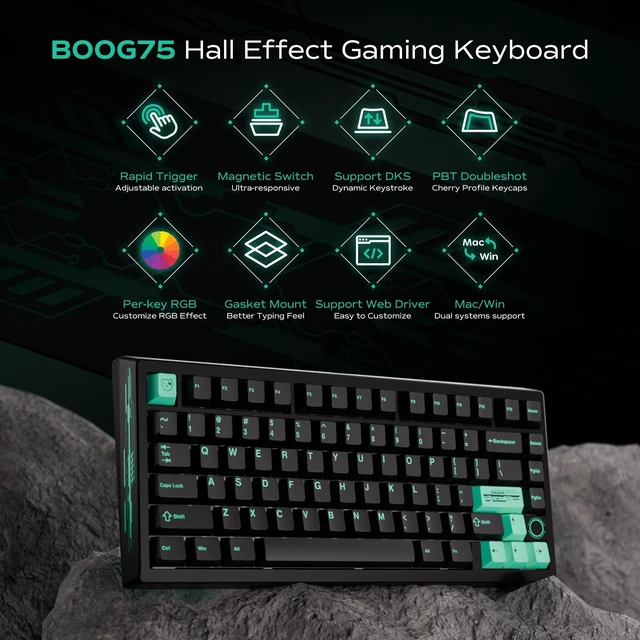 Alt view image 2 of 5 - MELETRIX Chilkey BOOG75 Mechanical Keyboard, 81 Keys 75% Wired Gaming Keyboard with Magnetic Hall Sensor Keyboard Switches, Full Aluminum Case, RGB, Hot Swappable, IP54, Cherry Keycap Profile, PC/Mac