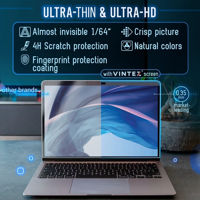 Alt view image 4 of 5 - VINTEZ Magnetic Blue Light Screen Protector Compatible With MacBook Pro 13" 2016, 2017, 2018, 2019, 2020, 2021, 2022, 2023, M1, M2 Anti Blue Light Blocking Filter for Laptop