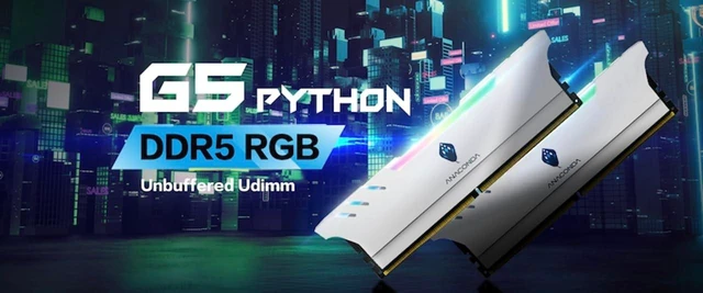 Alt view image 2 of 5 - ANACOMDA DDR5 RGB Gaming DRAM 32GB (2x16GB) 6000MHz CL36, Intel XMP 3.0 & AMD EXPO Ready, Overclocking Desktop Memory with Heatsink, 288-Pin UDIMM, G5 Series, Made in Taiwan