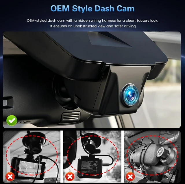 Alt view image 3 of 5 - 4K Front and 1080P Rear Dash Cam for Toyota Highlander 2020-2025