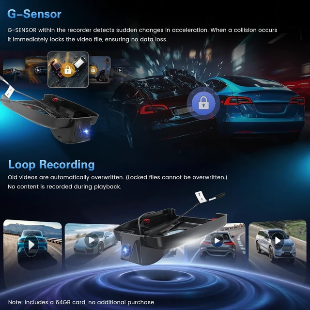 Alt view image 5 of 5 - 4K Front and 1080P Rear Dash Cam for Toyota Highlander 2020-2025