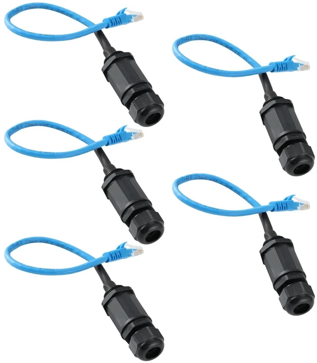 Main image of ANMBEST 5PCS M22 RJ45 Waterproof CAT6 Connector with 25CM Network Cable