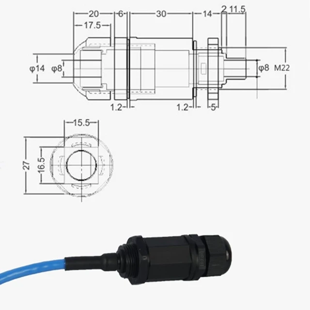 Alt view image 5 of 5 - ANMBEST 5PCS M22 RJ45 Waterproof CAT6 Connector with 25CM Network Cable