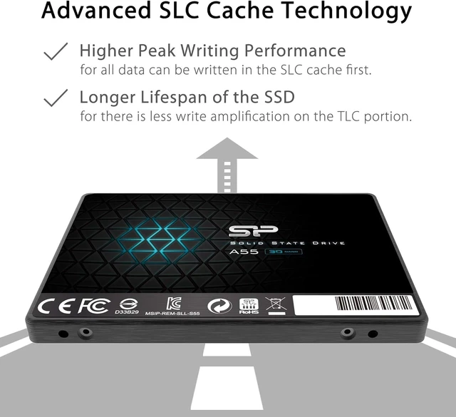 Alt view image 3 of 5 - Silicon Power 2TB SSD 3D NAND A55 SLC Cache Performance Boost SATA III 2.5" 7mm (0.28") SSD Internal Solid State Drive SU002TBSS3A55S25SN