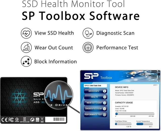 Alt view image 4 of 5 - Silicon Power 2TB SSD 3D NAND A55 SLC Cache Performance Boost SATA III 2.5" 7mm (0.28") SSD Internal Solid State Drive SU002TBSS3A55S25SN