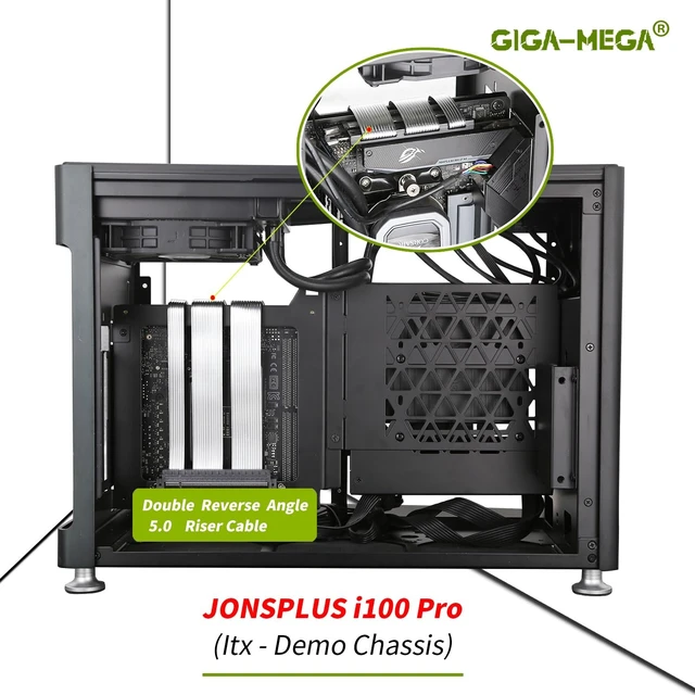 Alt view image 3 of 5 - GIGA-MEGA PCIe 5.0 X16 Riser Cable Dual Reverse and Straight GPU Extension Cable GEN5 for ITX A4 Case RTX5090 (Straight 65cm)