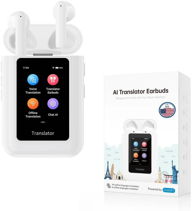 Main image of ANFIER A8 Translation Earbuds with ChatGPT Built-in, No App Needed, White