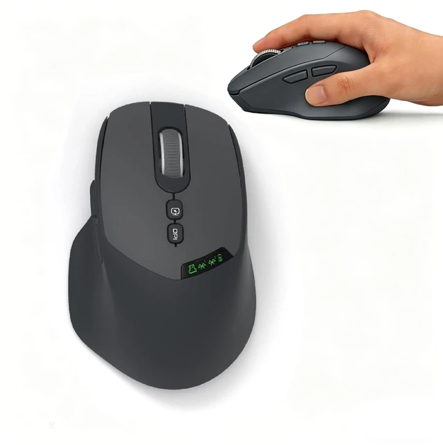 Main image of Samudgate Wireless Silent Bluetooth Mouse for Laptop - Rechargeable Dual-Mode 2.4G + Bluetooth, 7 Buttons, Ergonomic Design (Gray)