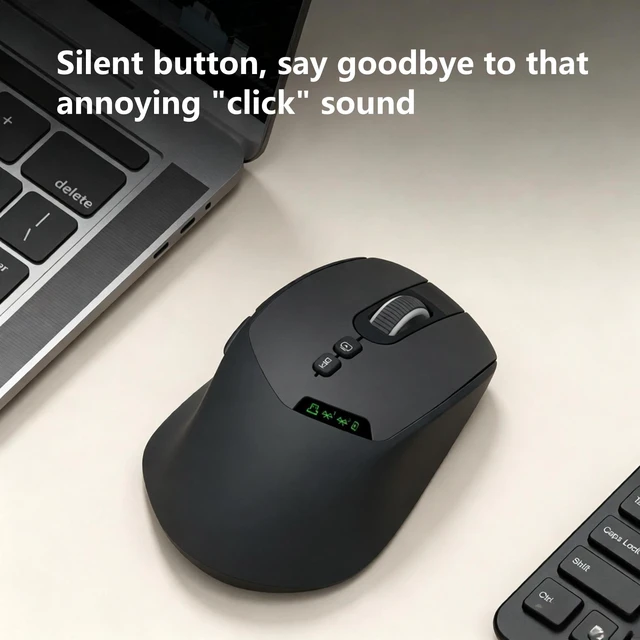 Alt view image 5 of 5 - Samudgate Wireless Silent Bluetooth Mouse for Laptop - Rechargeable Dual-Mode 2.4G + Bluetooth, 7 Buttons, Ergonomic Design (Gray)