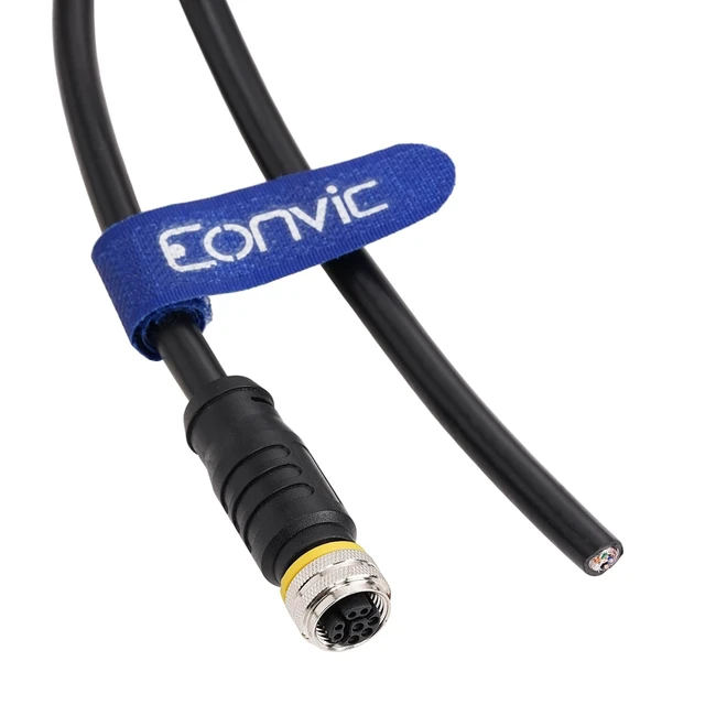 Alt view image 2 of 5 - M12 Y Code 8 Pin Female to Open Ethernet CAT5e Data & Power Hybrid Cable