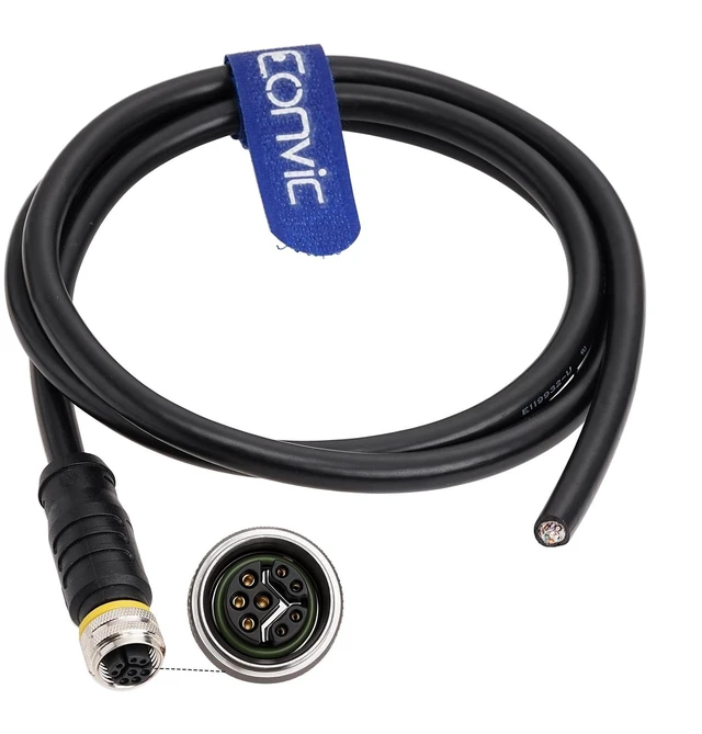 Main image of M12 Y Code 8 Pin Female to Open Ethernet CAT5e Data & Power Hybrid Cable