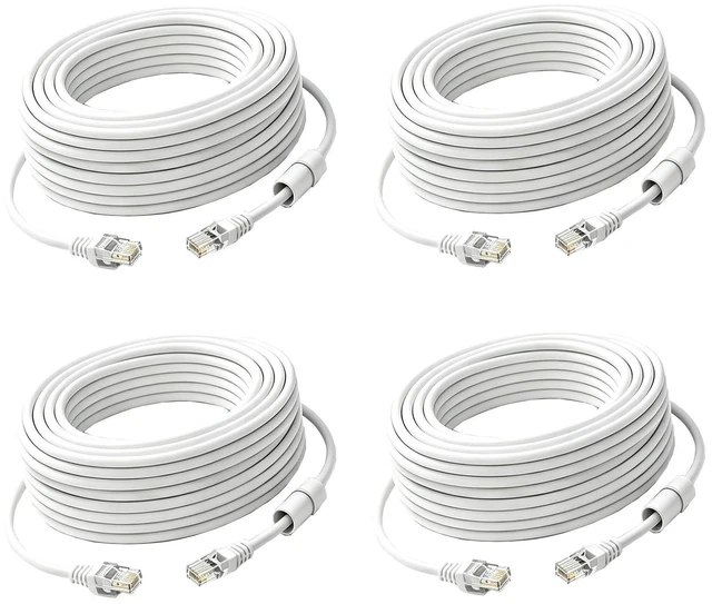Main image of Cat5e POE ethernet Cable 100 ft Poe Cable Indoor Outdoor Internet LAN 100 ft ethernet Cable(30 Meter) White 4-PCS