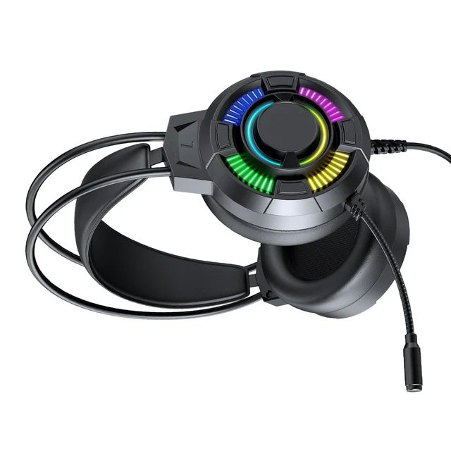 Alt view image 2 of 5 - OPPWONG Gaming Headset, USB Wired Over Ear Headphones, 7.1 Surround Sound Headset with 50mm Drivers & RGB Lighting Memory Foam Cushions, Ideal for PC Series X