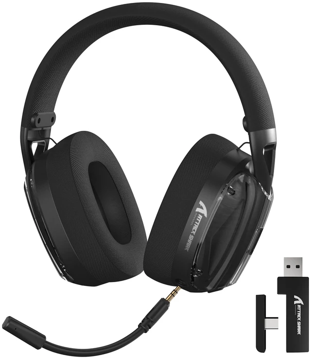 Main image of ATTACK SHARK L60 Wireless Over-Ear Gaming Headset,40mm Drivers,Detachable Noise Cancelling Mic,Memory Foam Ear Pads,3 Modes USB Computer Headset with 5.1 Surround Sound for PC/Mac/PS4/PS5-Black
