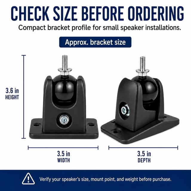 Alt view image 5 of 5 - Jumbl Speaker Wall Mount Brackets, 1/4-20 Thread, 2 Pack, Black