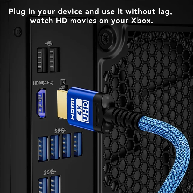 Alt view image 2 of 5 - Adrenenjoyer 4K HDMI Cable 75FT, High Speed HDMI 18Gbps 2.0 Braided Cord,4K@60HZ,3D,ARC,HDCP 2.2,HDR,CEC,Gold Plated Connector Ethernet Audio Video Return for HDTV/PS4/3/Xbox/Monitor/Projector ect