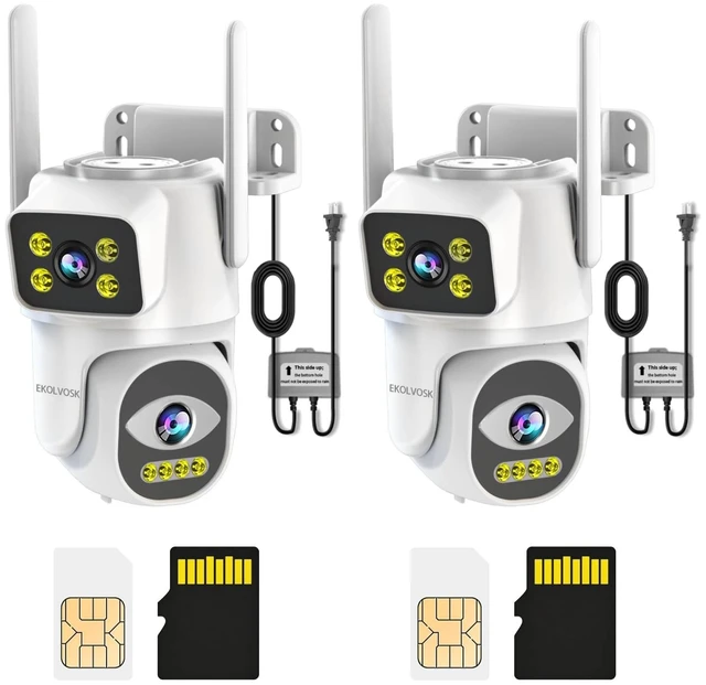 Main image of EKOLVOSK Dual-Lens 4G Cameras for Home Security, Pan/Tilt SmartSecurity Camera-Outdoor/Indoor, Color Night Vision,MotionTracking,24/7 Recording,2-Way Audio & Siren,IP65,SD/Cloud Storage