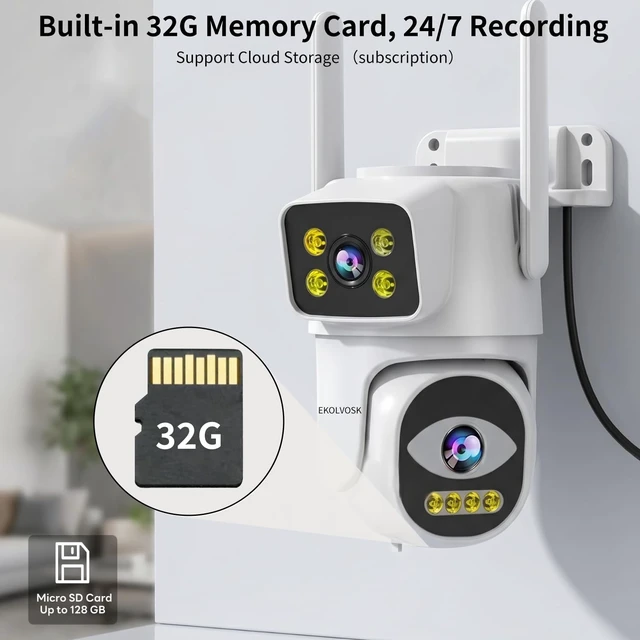 Alt view image 2 of 5 - EKOLVOSK Dual-Lens 4G Cameras for Home Security, Pan/Tilt SmartSecurity Camera-Outdoor/Indoor, Color Night Vision,MotionTracking,24/7 Recording,2-Way Audio & Siren,IP65,SD/Cloud Storage