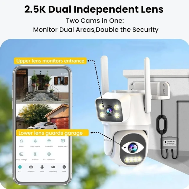 Alt view image 3 of 5 - EKOLVOSK Dual-Lens 4G Cameras for Home Security, Pan/Tilt SmartSecurity Camera-Outdoor/Indoor, Color Night Vision,MotionTracking,24/7 Recording,2-Way Audio & Siren,IP65,SD/Cloud Storage