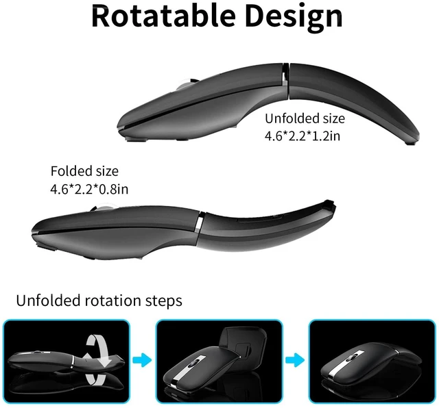 Alt view image 3 of 5 - Bluetooth Arc Travel Mouse - BT & USB Wireless Dual Mode, Rechargeable