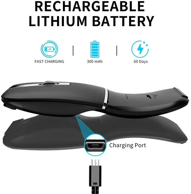 Alt view image 4 of 5 - Bluetooth Arc Travel Mouse - BT & USB Wireless Dual Mode, Rechargeable