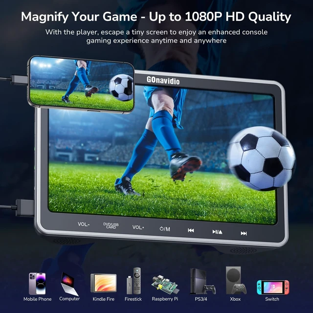 Alt view image 2 of 5 - GOnavidio 10.1" Dual Car DVD Player with HDMI Input Auto Suction Disc