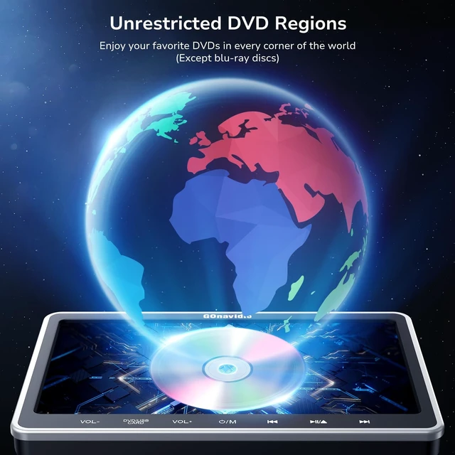 Alt view image 5 of 5 - GOnavidio 10.1" Dual Car DVD Player with HDMI Input Auto Suction Disc