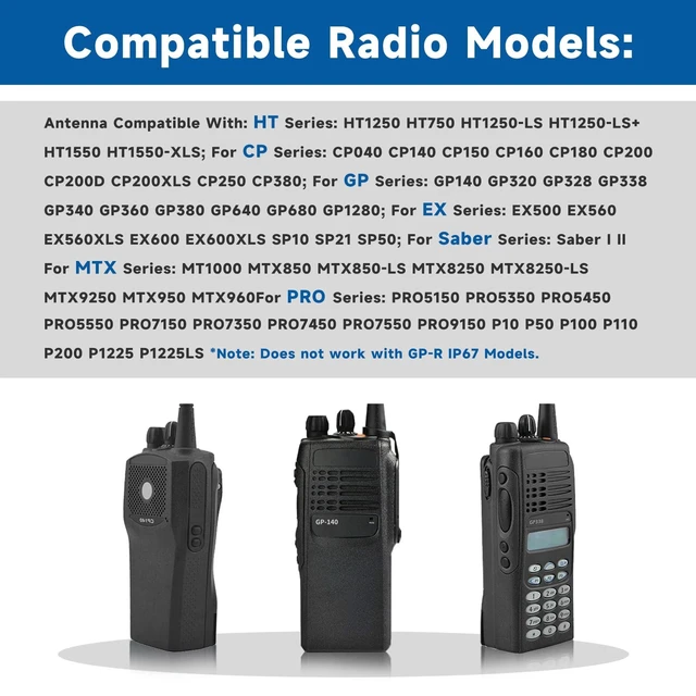 Alt view image 3 of 5 - CP200 HT1250 UHF Antenna 403-470MHz Compatible with Motorola Walkie Talkies